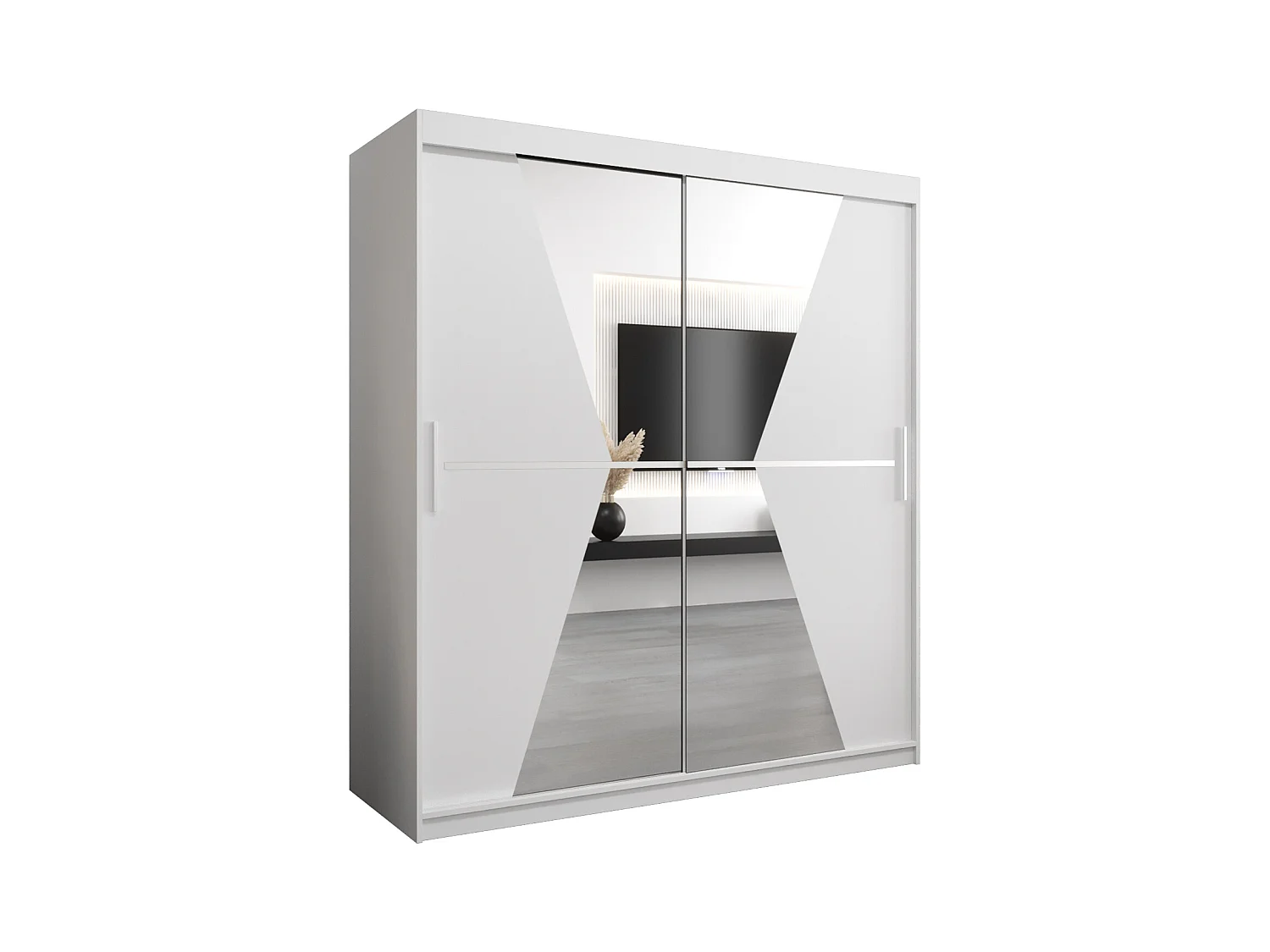 Armoire Maroko À Portes Coulissantes 200/180/62 2 portes (Blanc/Blanc)