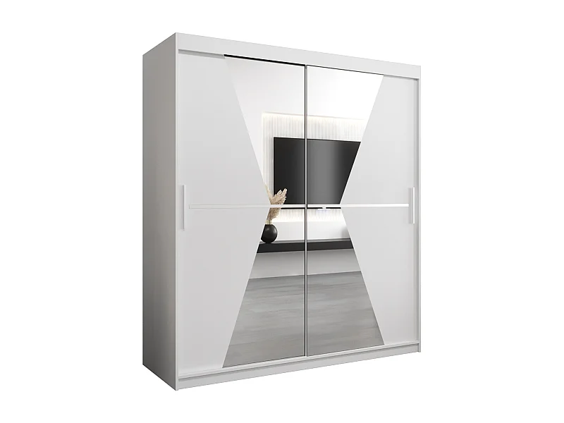 Armoire Maroko À Portes Coulissantes 200/180/62 2 portes (Blanc/Blanc)