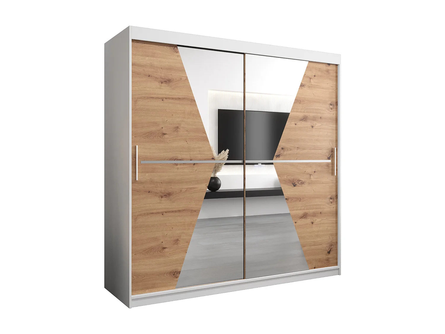 Armoire Maroko À Portes Coulissantes 200/200/62 2 portes (Blanc/Artisan)