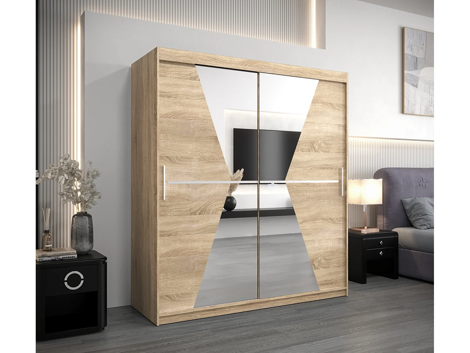 Schwebetürenschrank Maroko 200/180/62 2-Türig (Sonoma)