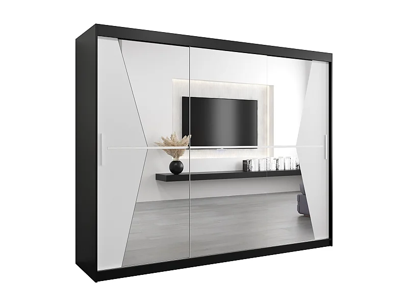 Schwebetürenschrank Maroko 200/250/62 2-Türig (Schwarz/Weiß)