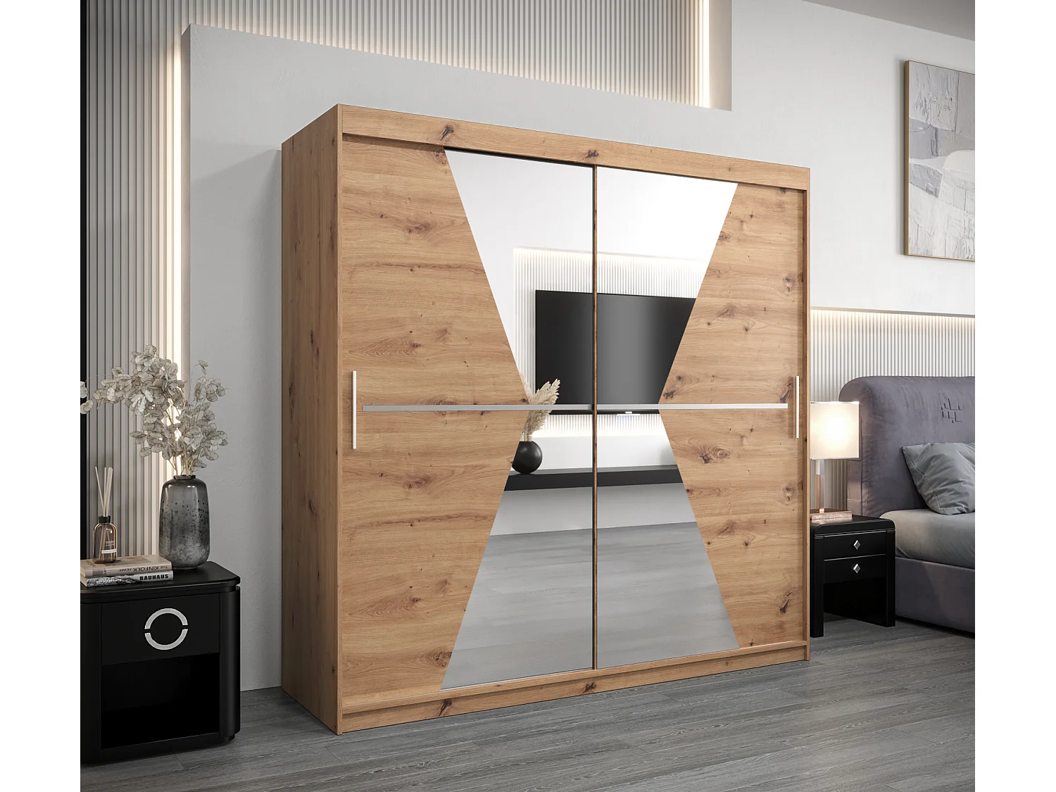 Schwebetürenschrank Maroko 200/200/62 2-Türig (Artisan)