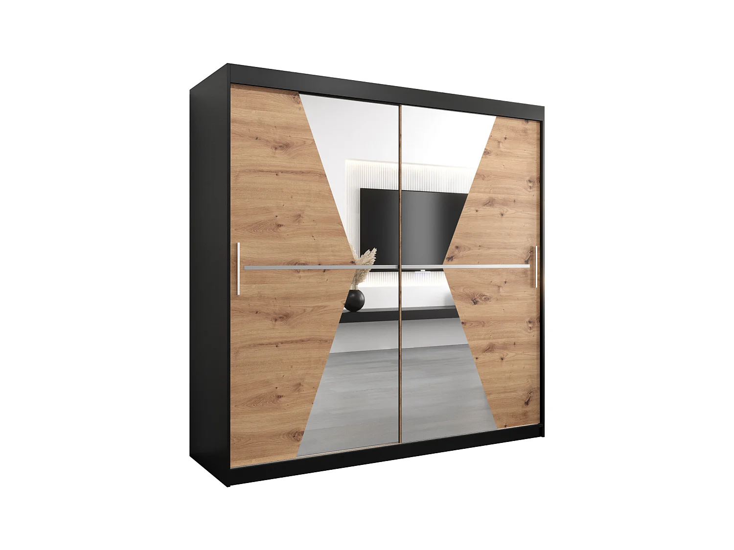 Armadio Maroko ad ante scorrevoli 200/200/62 2 porte (nero/artisan)