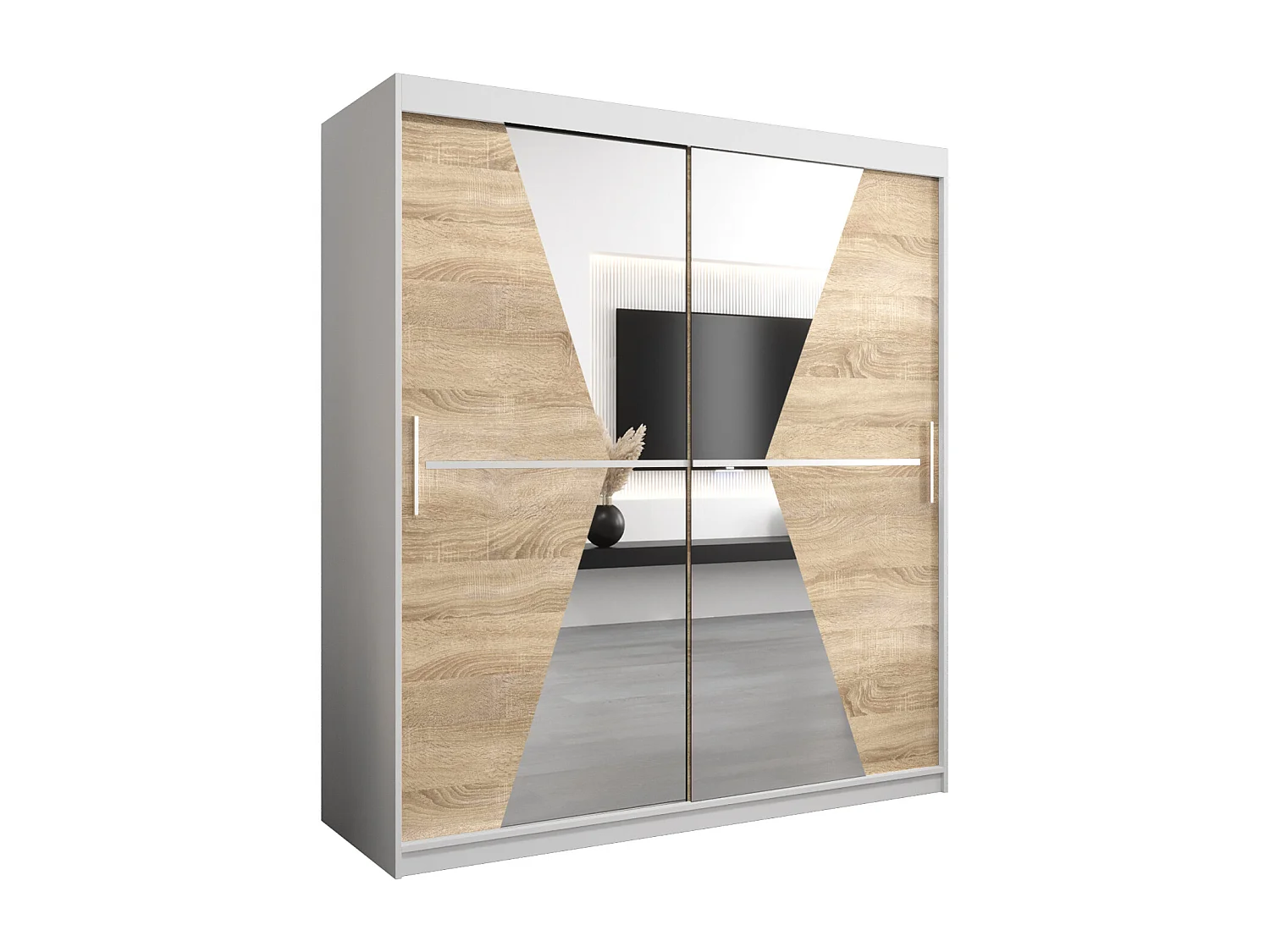 Armoire Maroko À Portes Coulissantes 200/180/62 2 portes (Blanc/Sonoma)