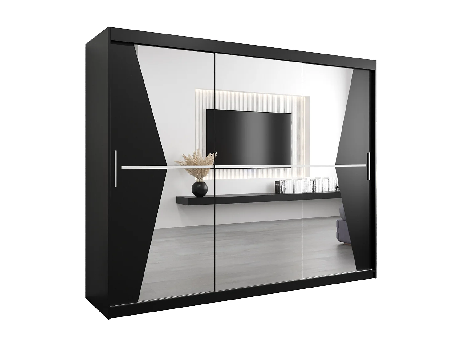 Armadio Maroko ad ante scorrevoli 200/250/62 3 porte (nero/nero)