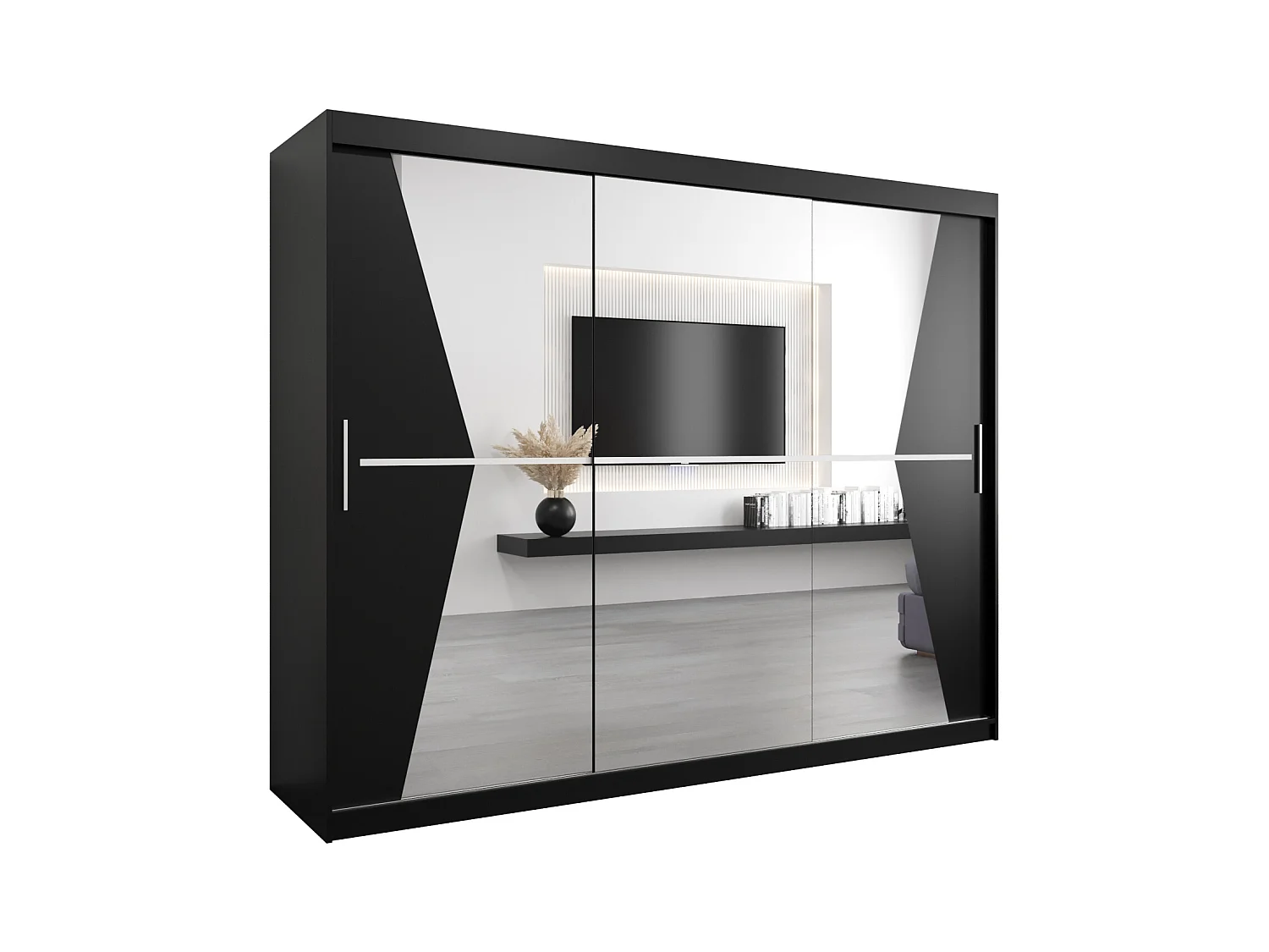 Armoire Maroko À Portes Coulissantes 200/250/62 3 Portes (Noir/Noir)