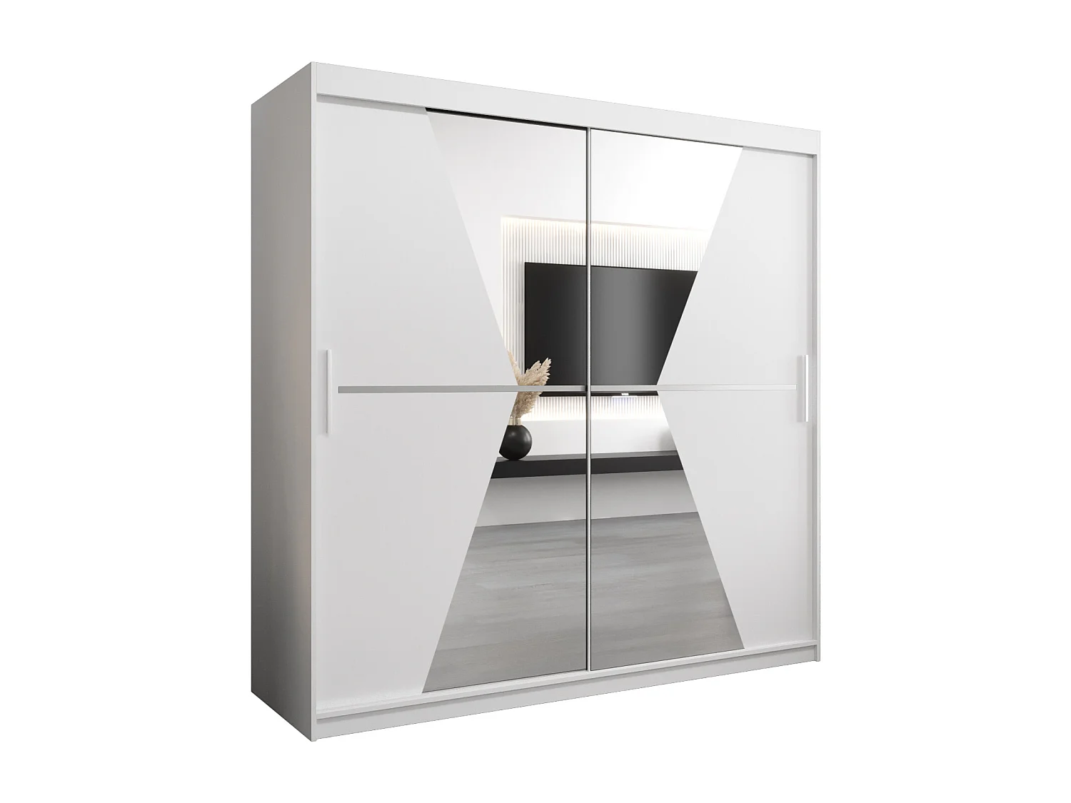 Schwebetürenschrank Maroko 200/200/62 2-Türig (Weiß)