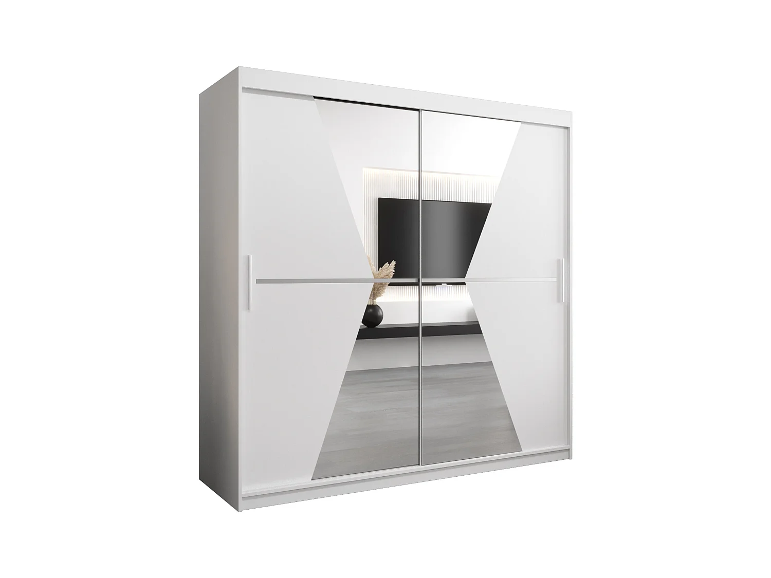 Armoire Maroko À Portes Coulissantes 200/200/62 2 portes (Blanc/Blanc)