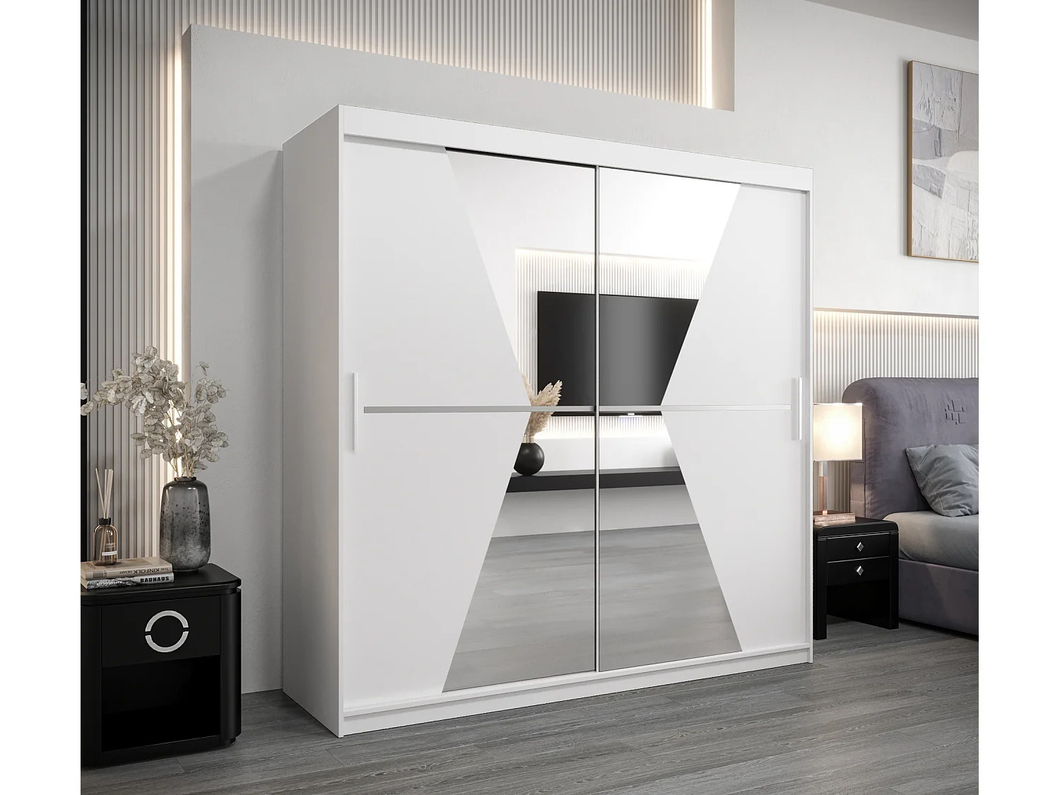 Armoire Maroko À Portes Coulissantes 200/200/62 2 portes (Blanc/Blanc)