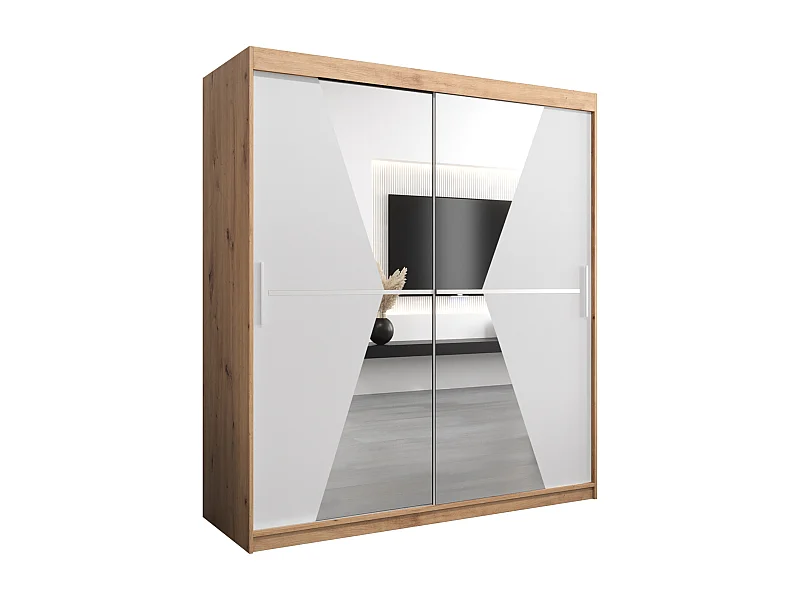 Armoire Maroko À Portes Coulissantes 200/180/62 2 portes (Artisan/Blanc)