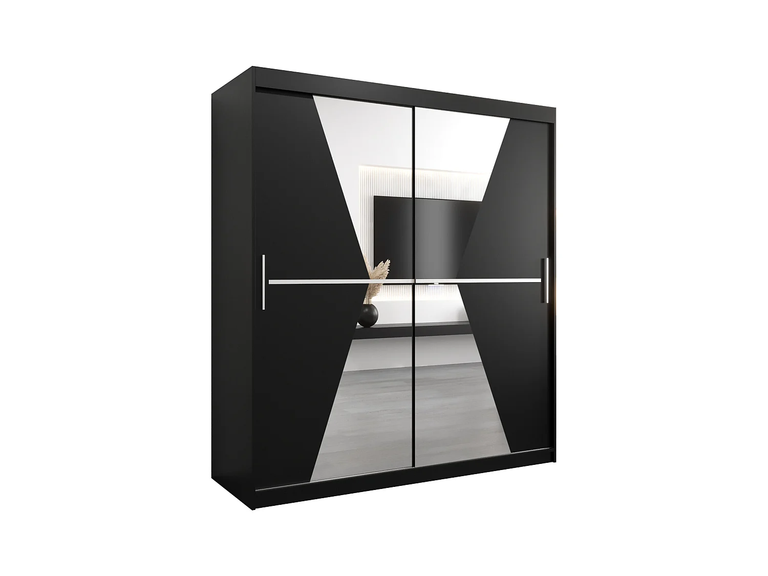Armoire Maroko À Portes Coulissantes 200/180/62 2 portes (Noir/Noir)