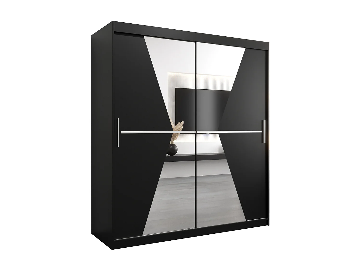 Armoire Maroko À Portes Coulissantes 200/180/62 2 portes (Noir/Noir)