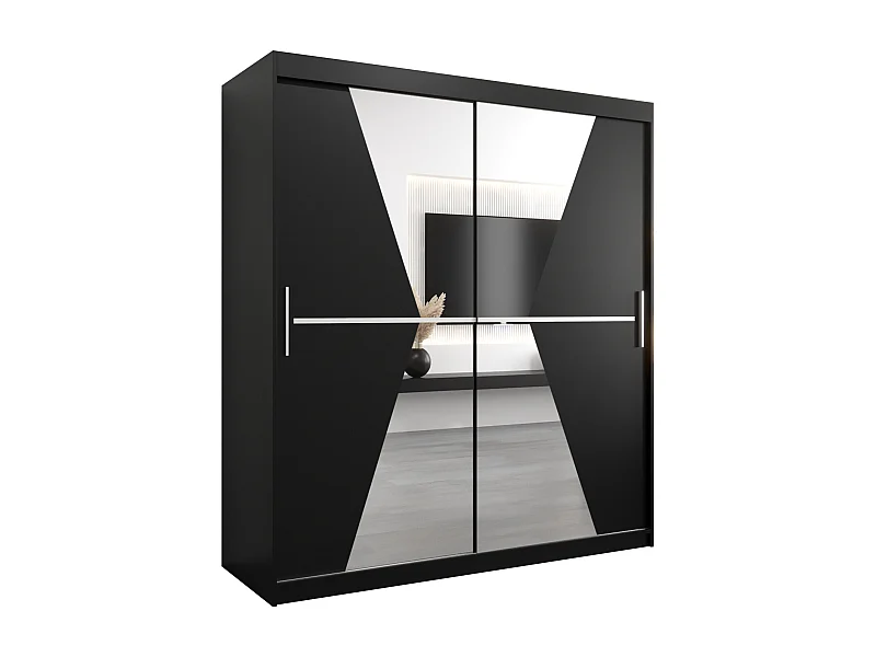 Armoire Maroko À Portes Coulissantes 200/180/62 2 portes (Noir/Noir)