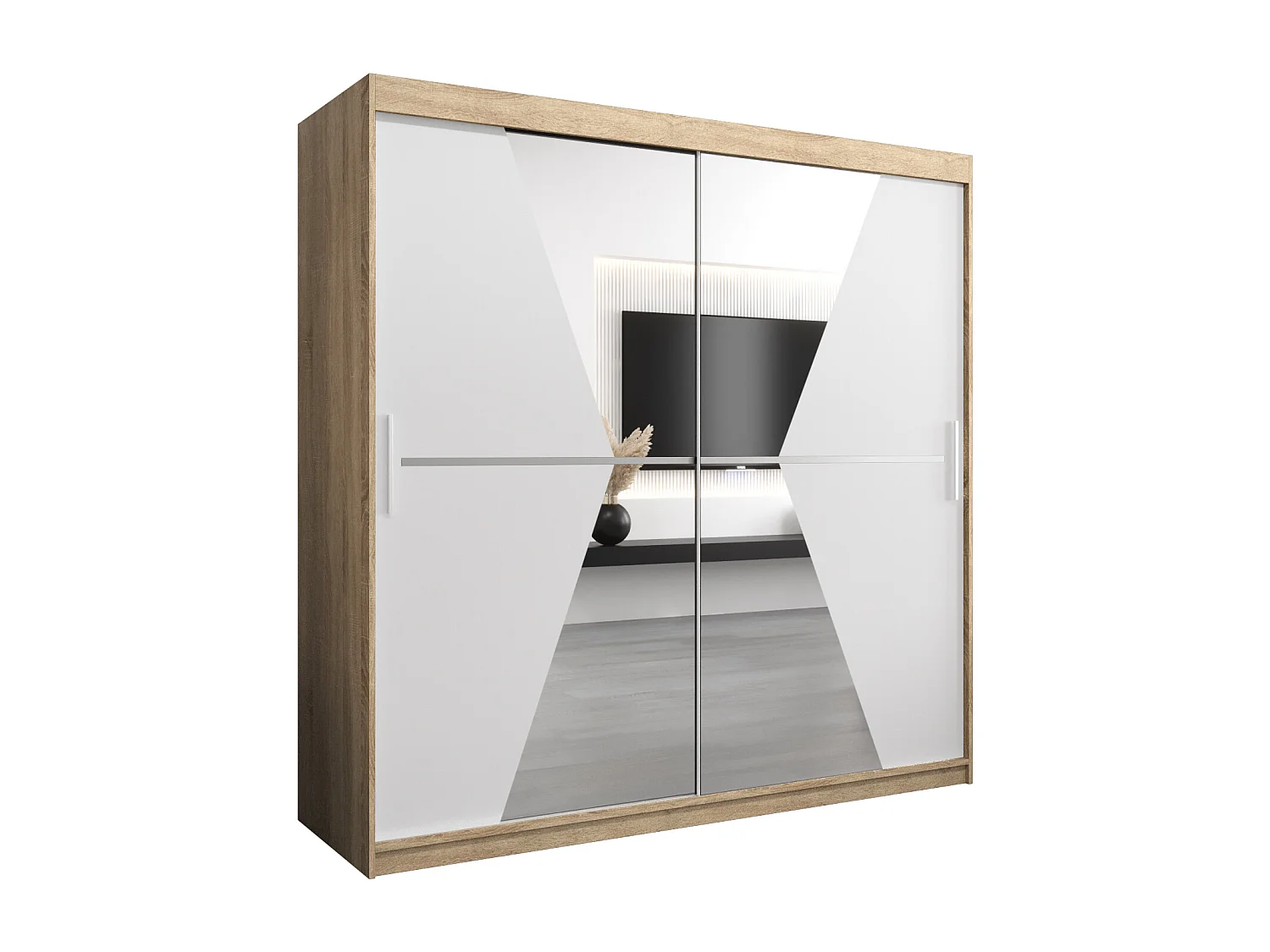 Armoire Maroko À Portes Coulissantes 200/200/62 2 portes (Sonoma/Blanc)