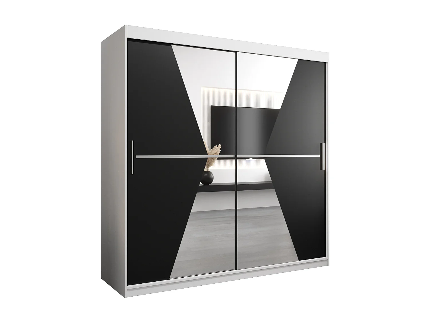 Armoire Maroko À Portes Coulissantes 200/200/62 2 portes (Blanc/Noir)