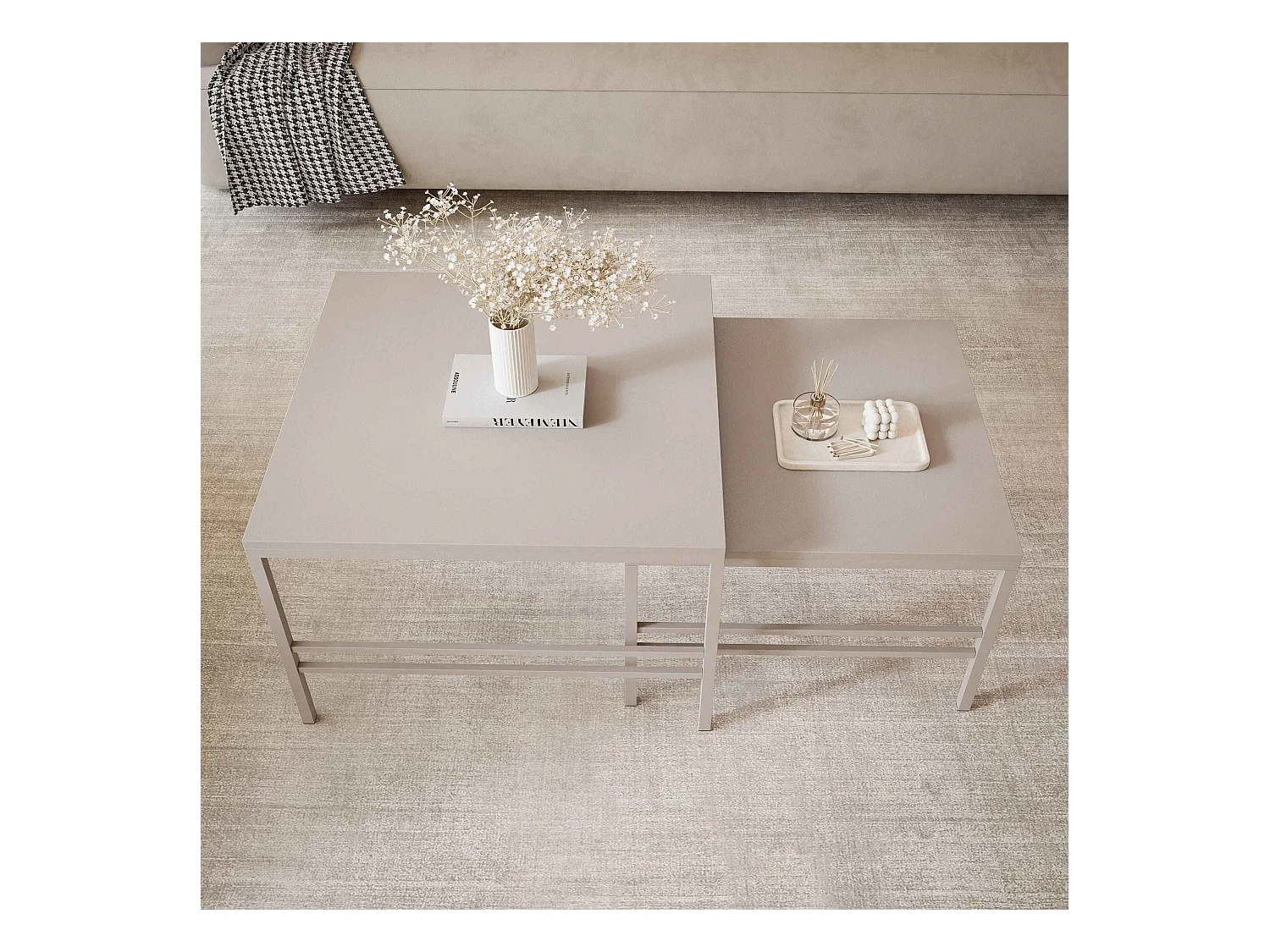 Table basse gigogne 2en1 Cachemire, armature en Cachemire