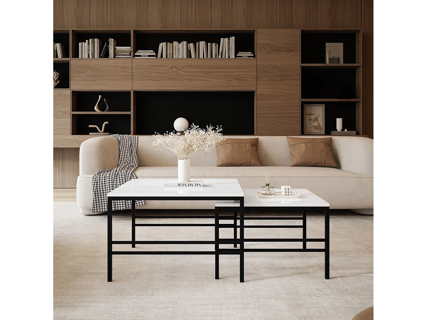 Salontafel set van 2 in 1 fi70/fi60 Kasjmier, frame in zwart