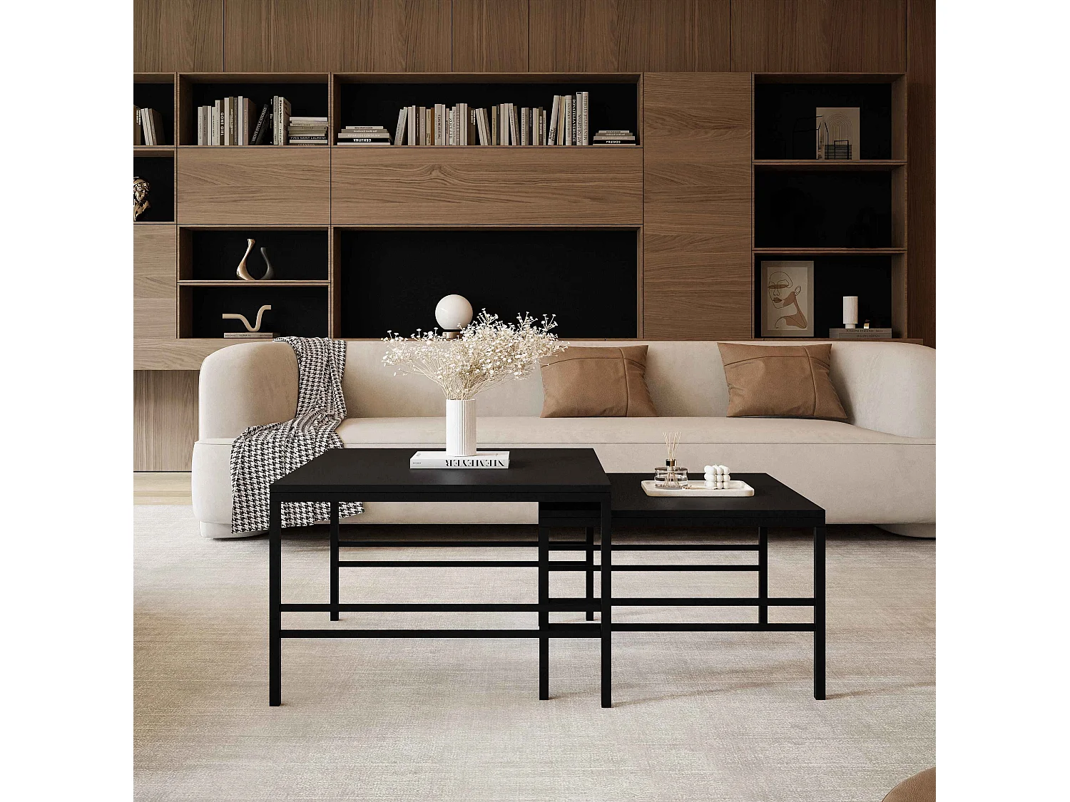 Couchtisch 2-in-1 fi70/fi60 Mattschwarz, Gestell in Schwarz