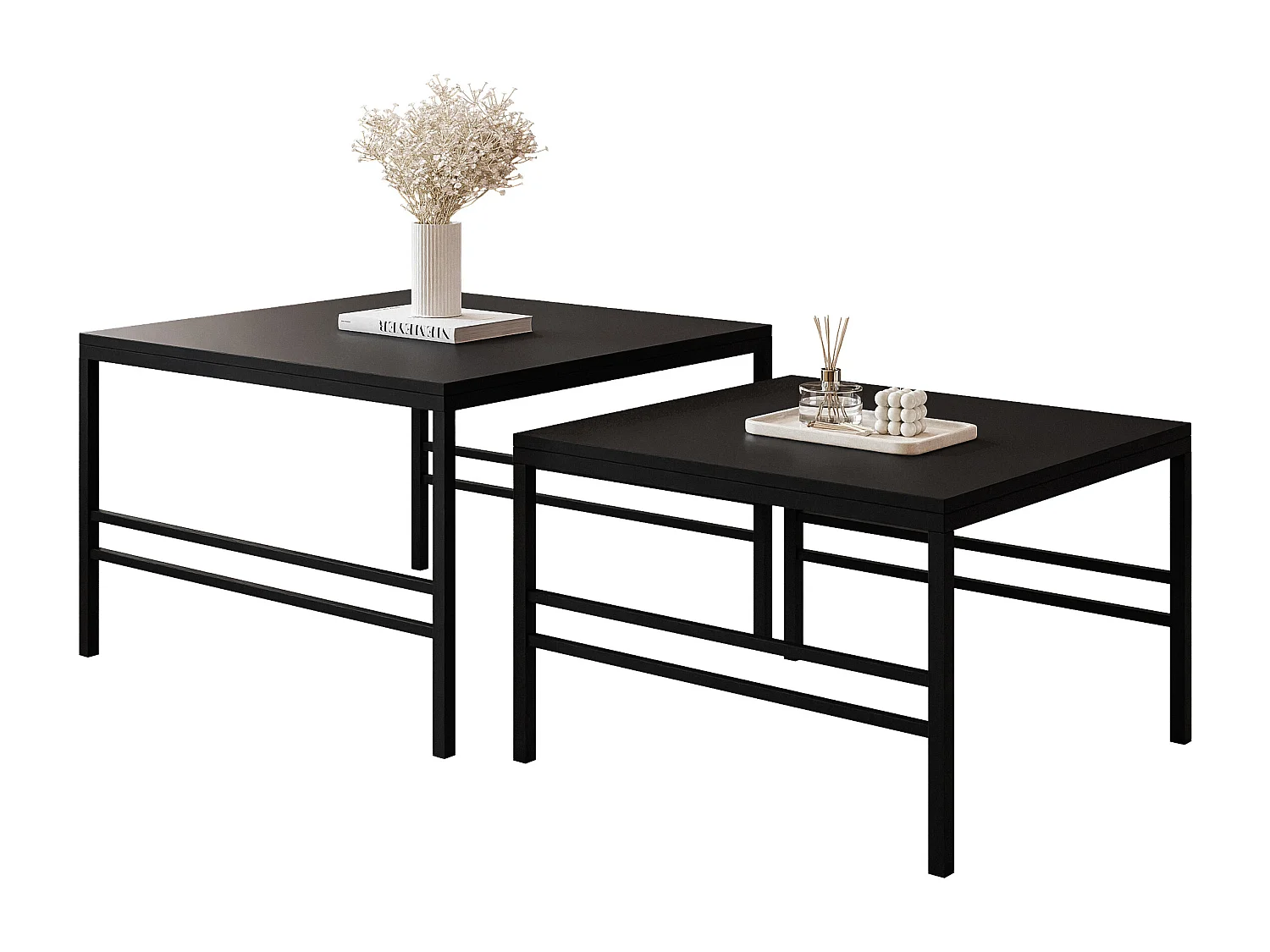 Couchtisch 2-in-1 fi70/fi60 Mattschwarz, Gestell in Schwarz