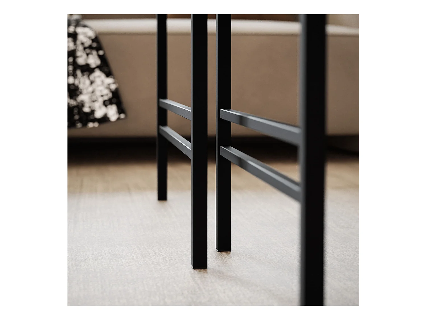 Table basse gigogne 2en1 BlancBrillant, armature en noir