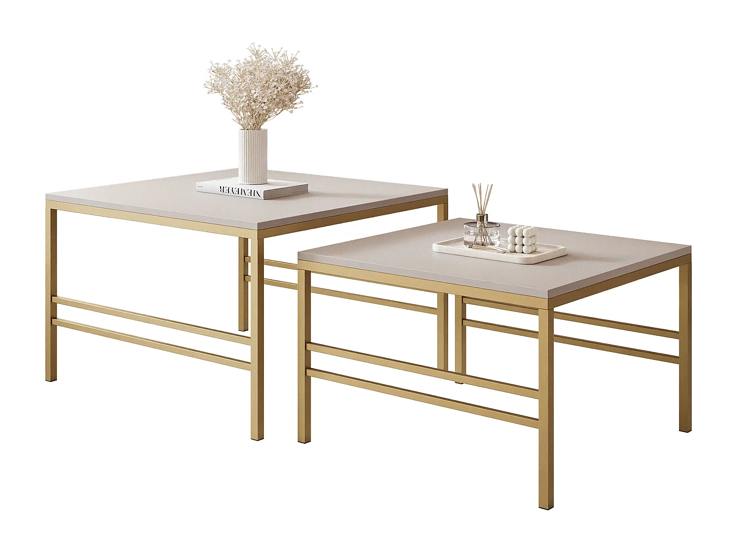 Couchtisch 2-in-1 fi70/fi60 Kaschmir, mattes Goldgestell