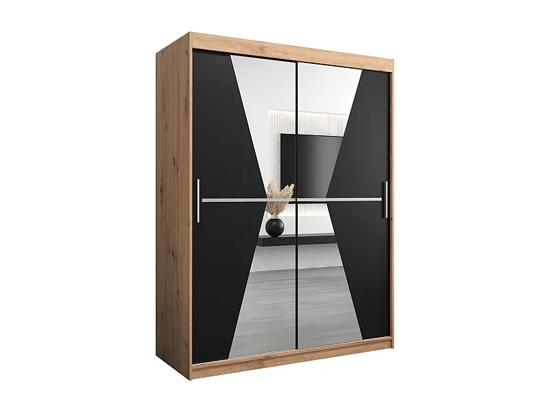 Maroko kledingkast met schuifdeuren 200/150/62 2 deuren (artisan/zwart)