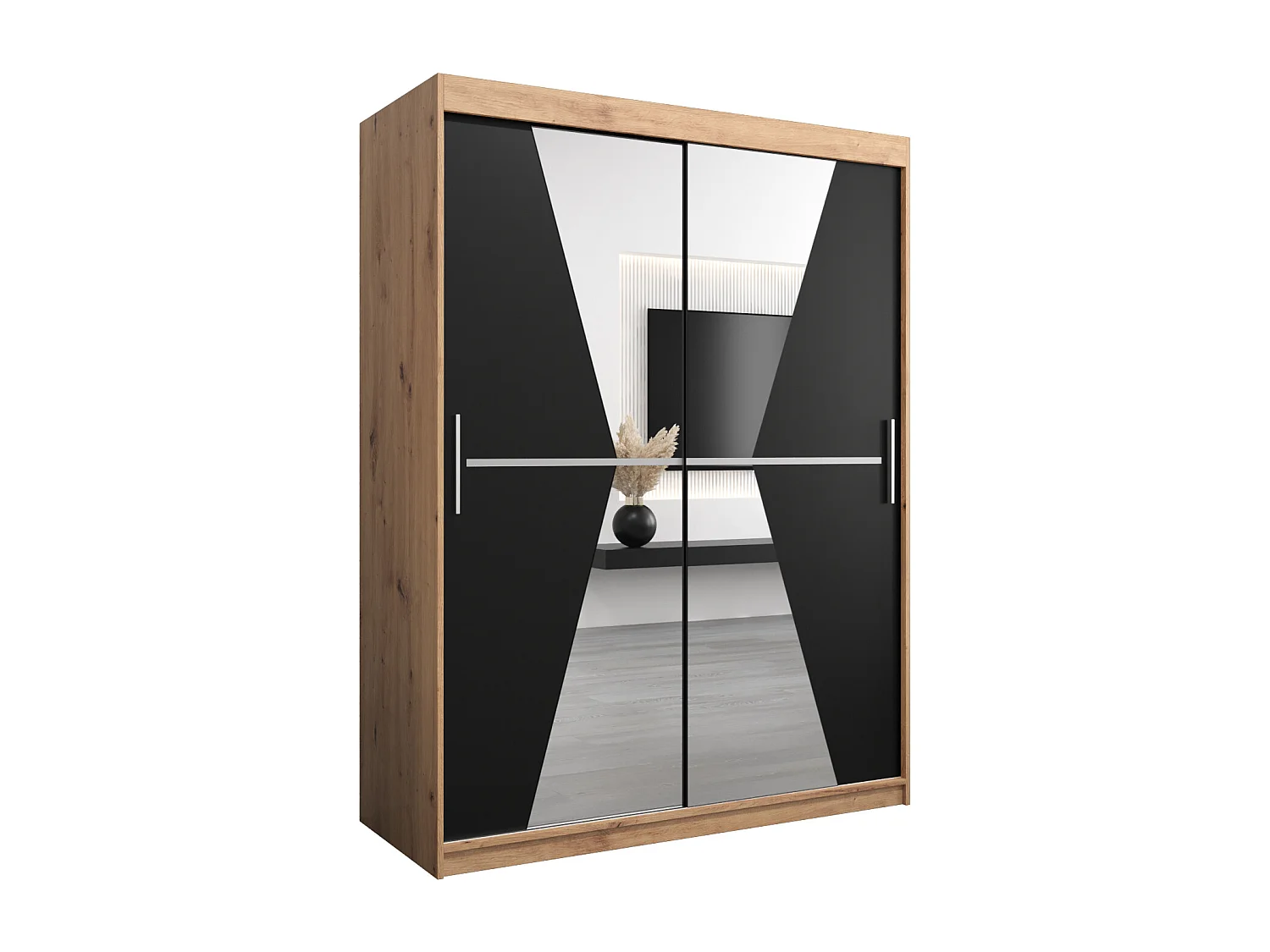 Maroko kledingkast met schuifdeuren 200/150/62 2 deuren (artisan/zwart)