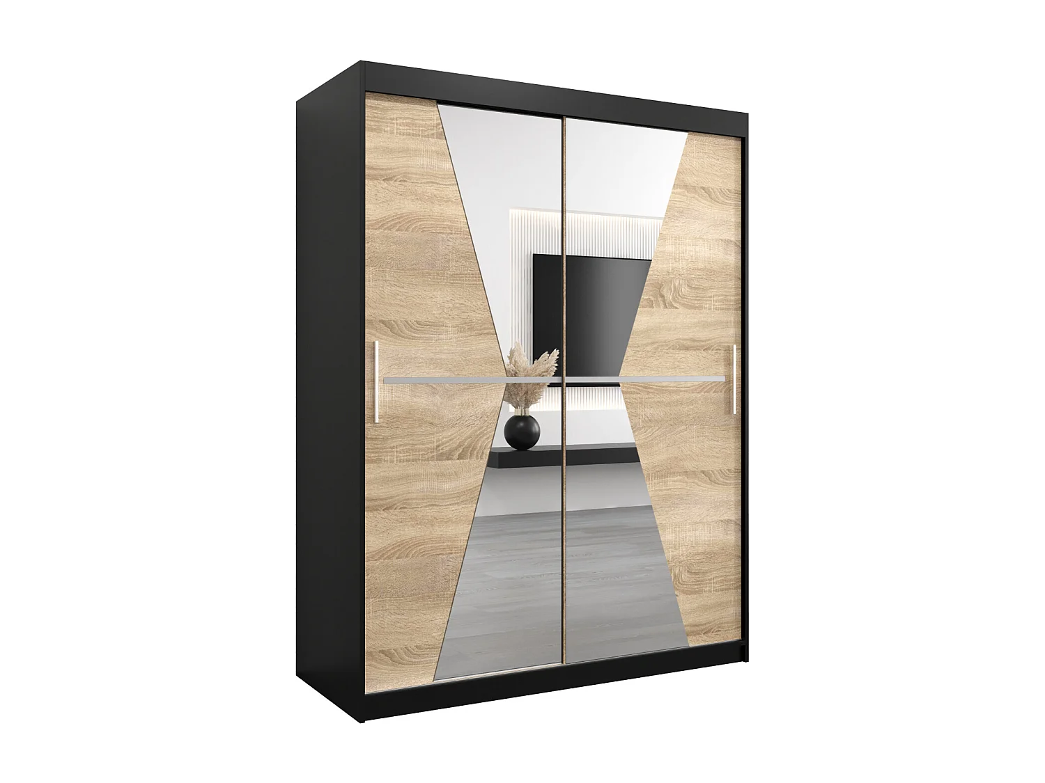 Armoire Maroko À Portes Coulissantes 200/150/62 2 portes (Noir/Sonoma)