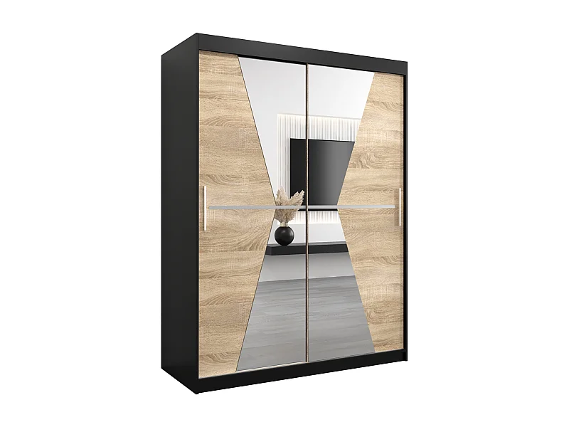 Armoire Maroko À Portes Coulissantes 200/150/62 2 portes (Noir/Sonoma)