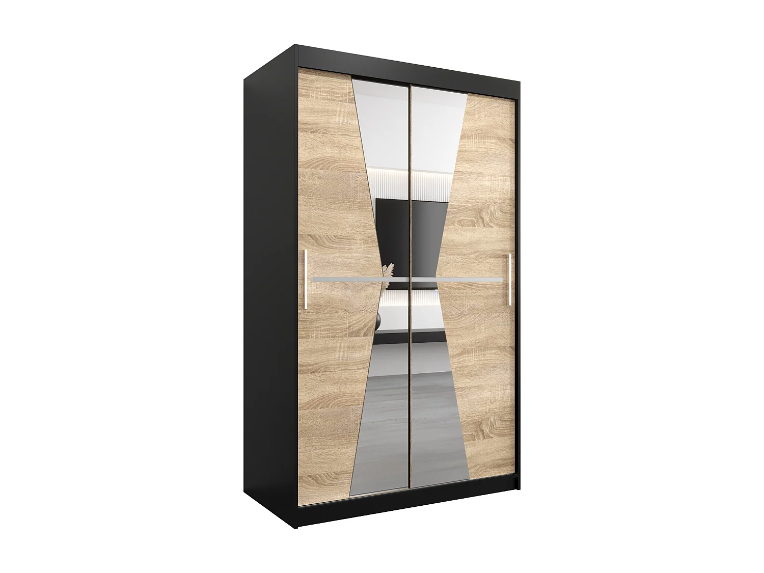 Schwebetürenschrank Maroko 200/120/62 2-Türig (Schwarz/Sonoma)