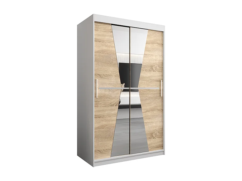 Armoire Maroko À Portes Coulissantes 200/120/62 2 portes (Blanc/Sonoma)