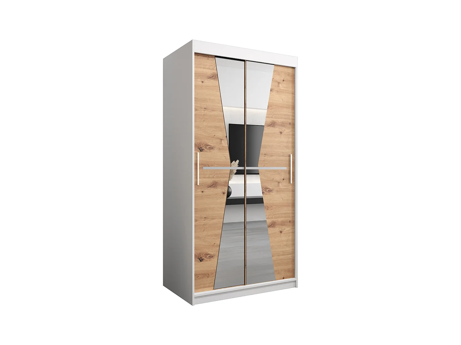 Armoire Maroko À Portes Coulissantes 200/100/62 2 portes (Blanc/Artisan)