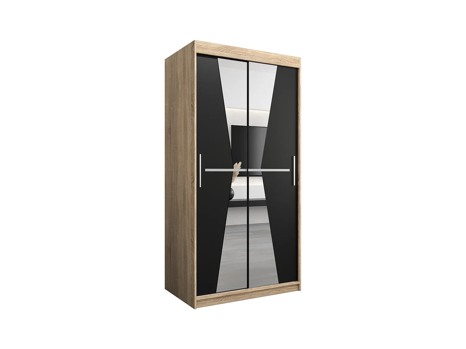 Schwebetürenschrank Maroko 200/100/62 2-Türig (Sonoma/Schwarz)