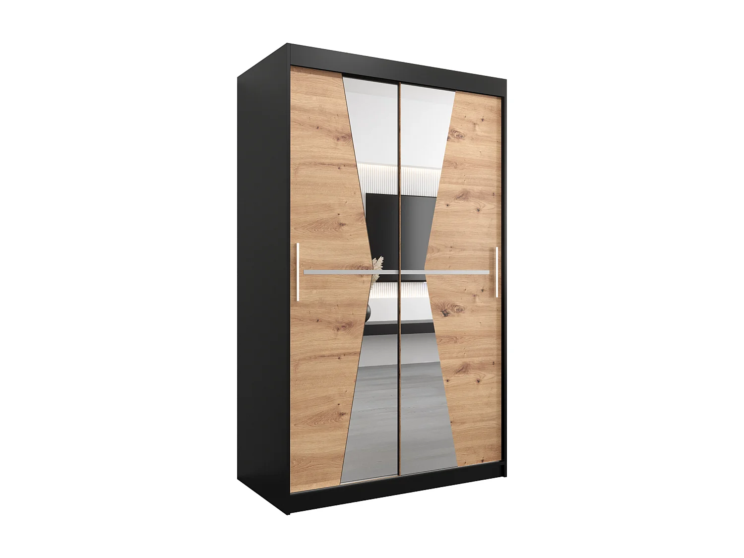 Schwebetürenschrank Maroko 200/120/62 2-Türig (Schwarz/Artisan)