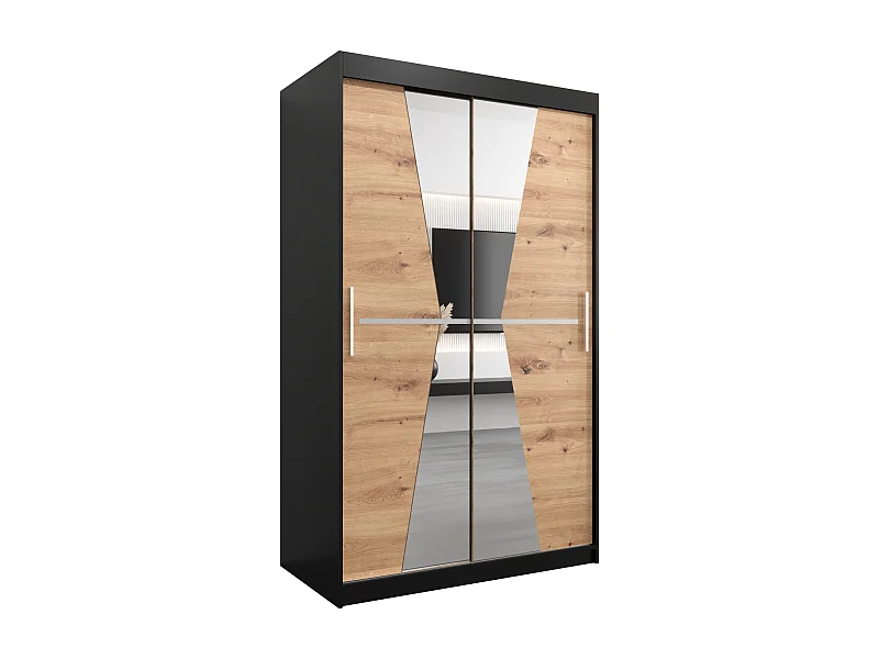 Maroko kledingkast met schuifdeuren 200/120/62 2 deuren (zwart/artisan)