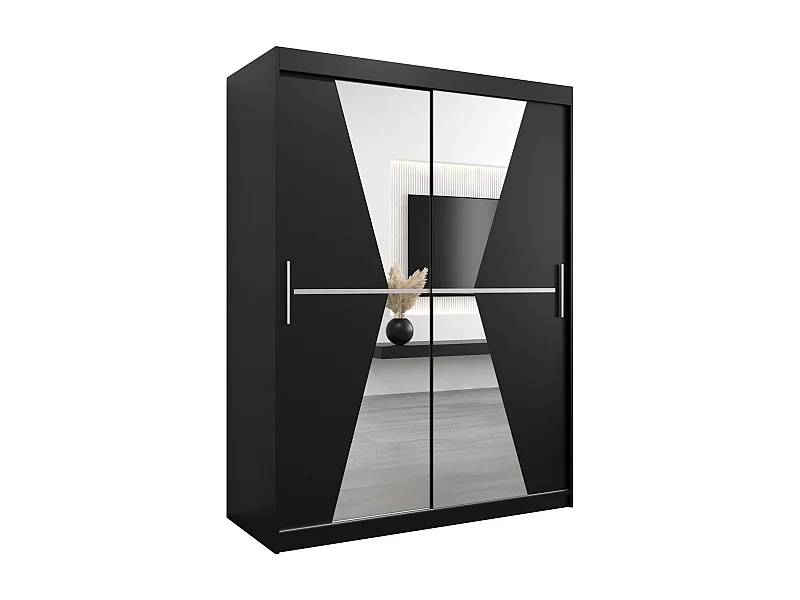 Armoire Maroko À Portes Coulissantes 200/150/62 2 portes (Noir/Noir)