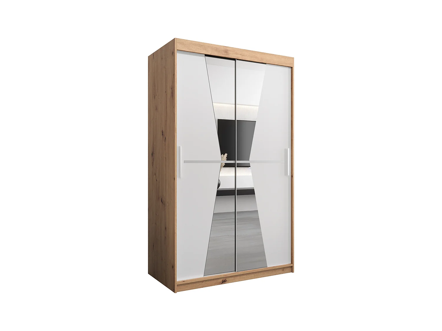Armoire Maroko À Portes Coulissantes 200/120/62 2 portes (Artisan/Blanc)