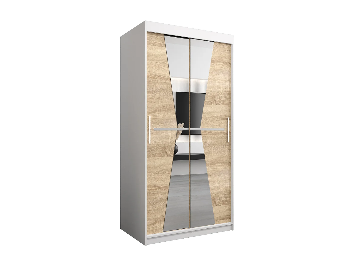 Schwebetürenschrank Maroko 200/100/62 2-Türig (Weiß/Sonoma)