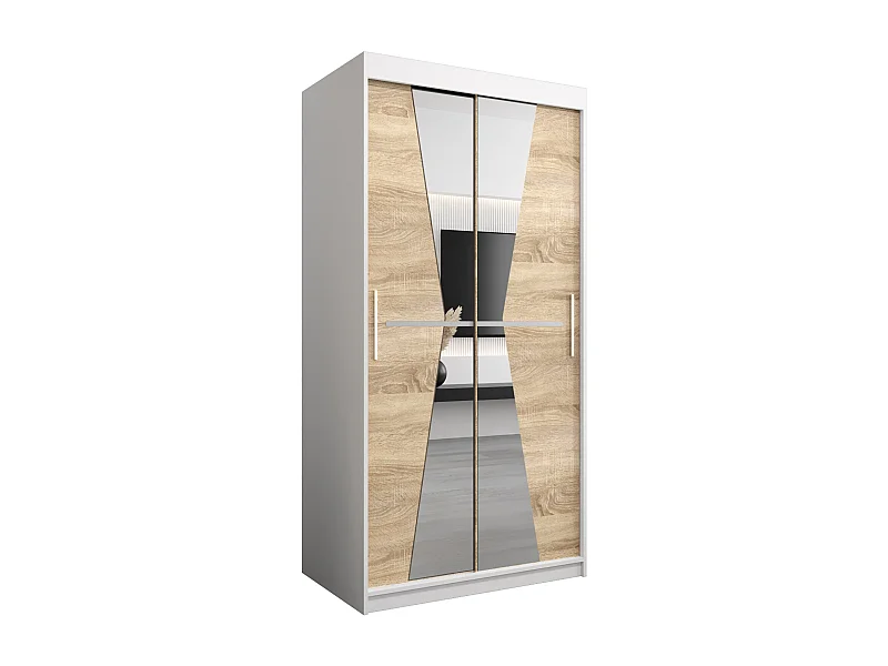 Armoire Maroko À Portes Coulissantes 200/100/62 2 portes (Blanc/Sonoma)