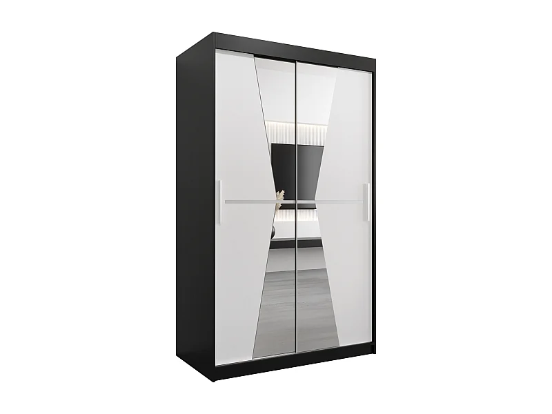 Schwebetürenschrank Maroko 200/120/62 2-Türig (Schwarz/Weiß)