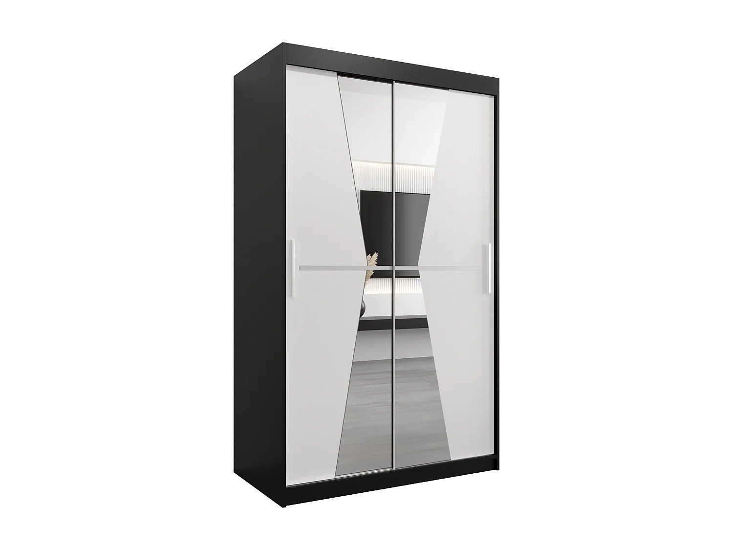 Armadio Maroko ad ante scorrevoli 200/120/62 2 porte (nero/bianco)