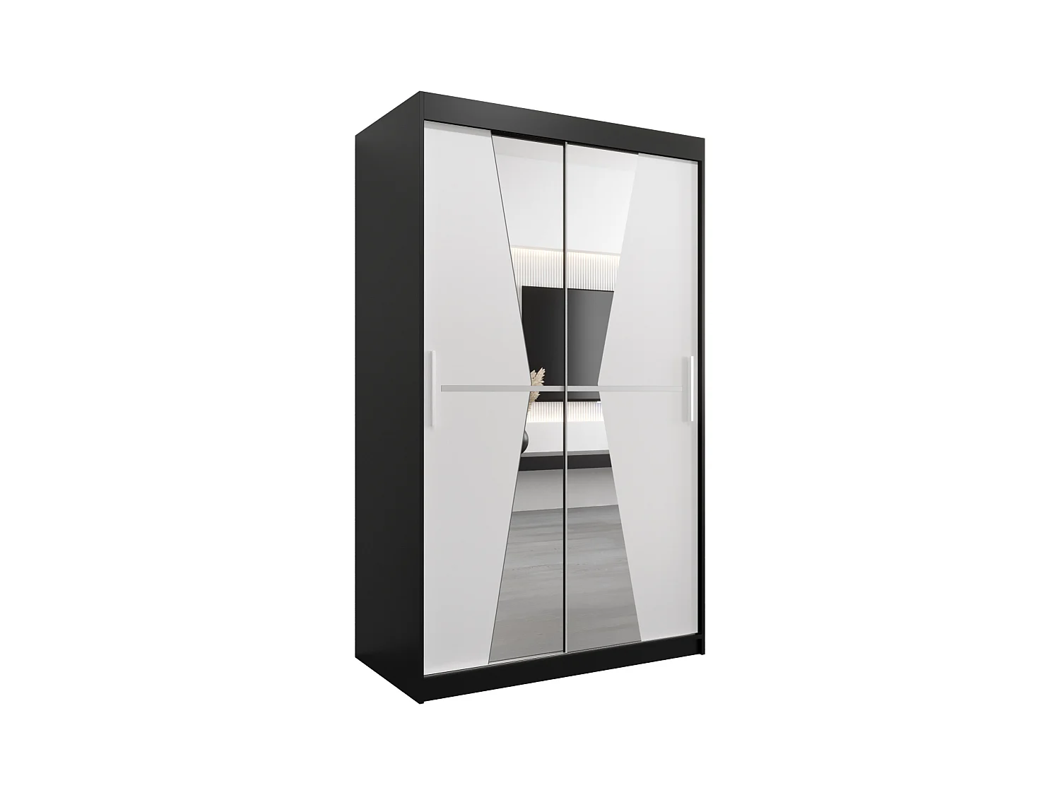 Schwebetürenschrank Maroko 200/120/62 2-Türig (Schwarz/Weiß)