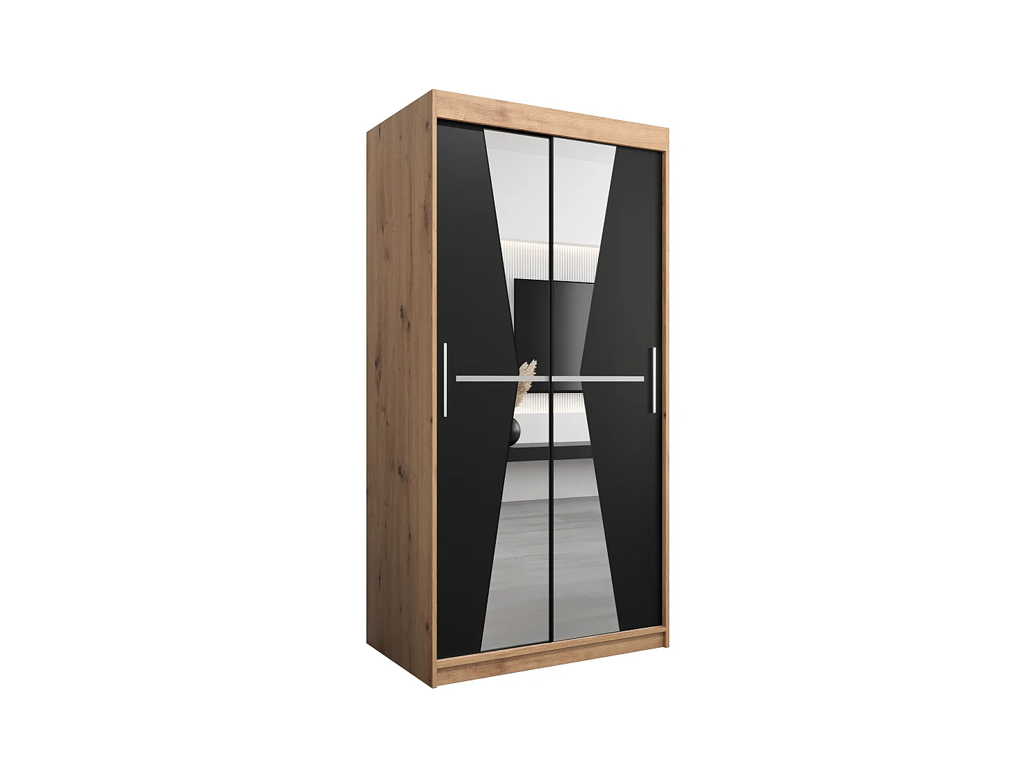 Armoire Maroko À Portes Coulissantes 200/100/62 2 portes (Artisan/Noir)