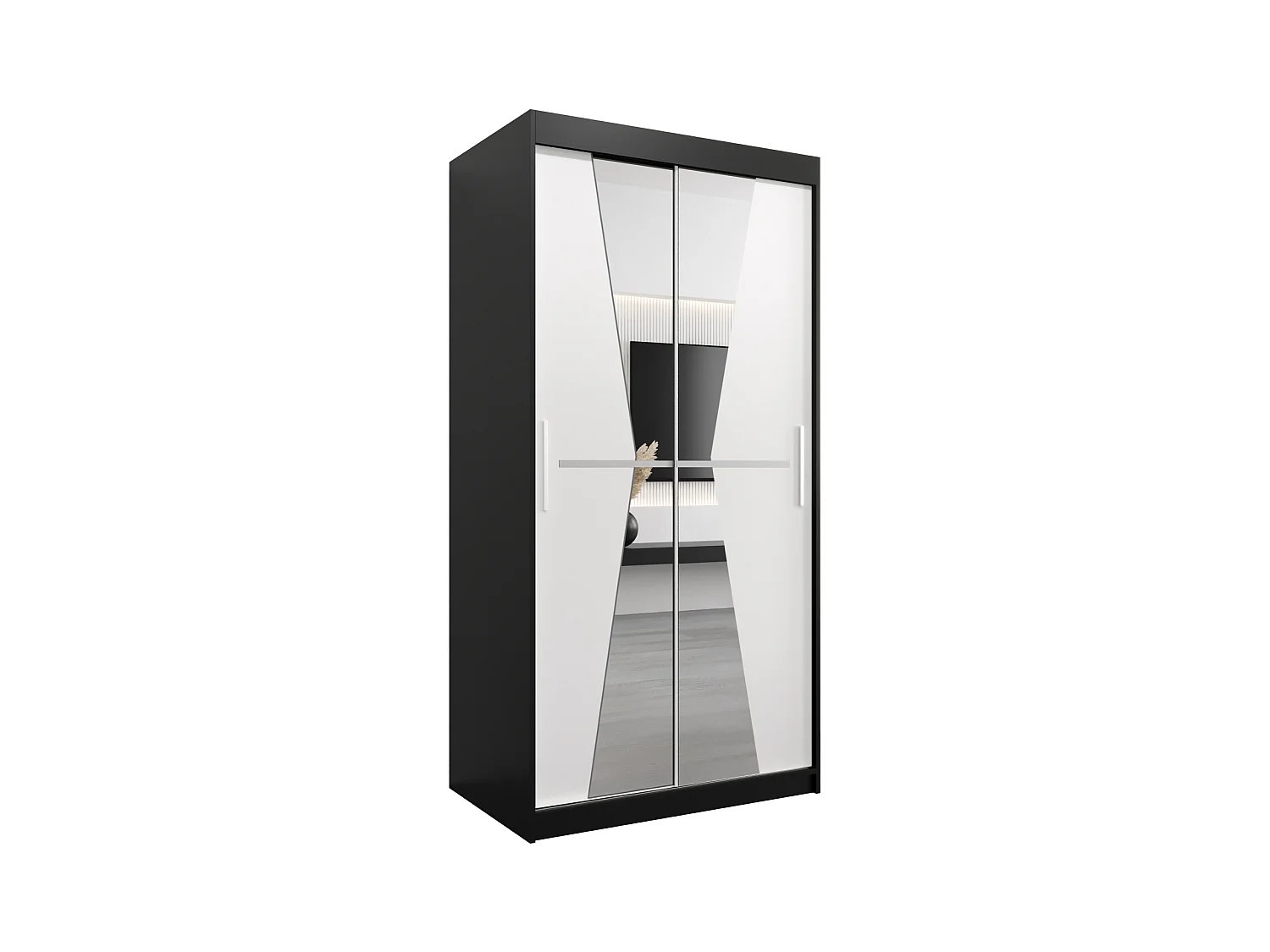 Schwebetürenschrank Maroko 200/100/62 2-Türig (Schwarz/Weiß)
