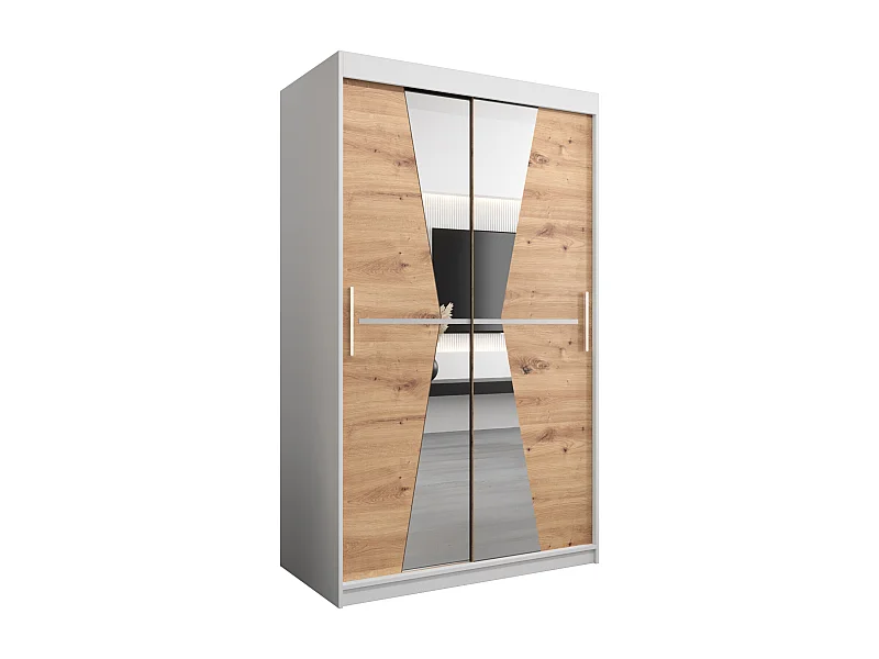 Schwebetürenschrank Maroko 200/120/62 2-Türig (Weiß/Artisan)