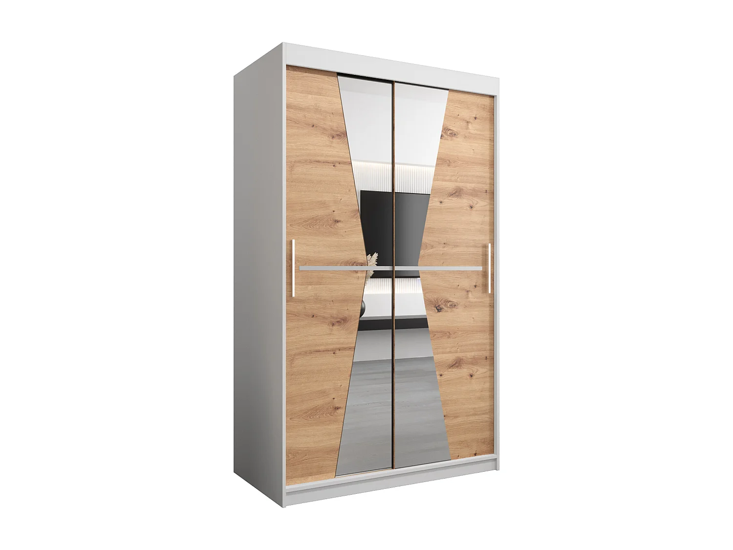 Schwebetürenschrank Maroko 200/120/62 2-Türig (Weiß/Artisan)