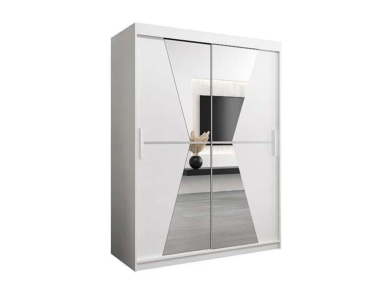 Schwebetürenschrank Maroko 200/150/62 2-Türig (Weiß)