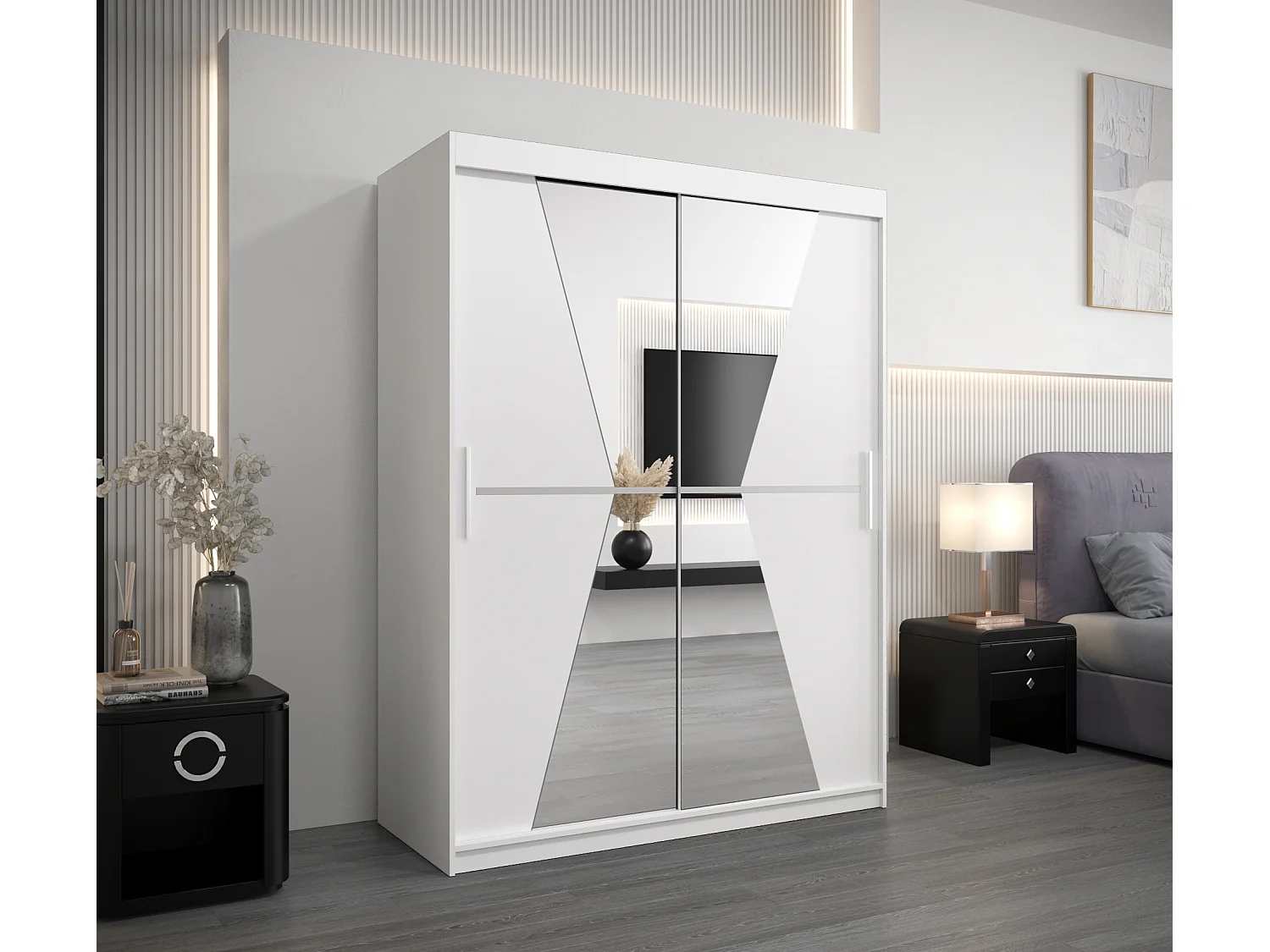 Armoire Maroko À Portes Coulissantes 200/150/62 2 portes (Blanc/Blanc)