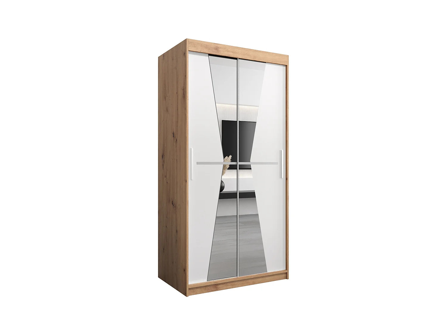 Schwebetürenschrank Maroko 200/100/62 2-Türig (Artisan/Weiß)