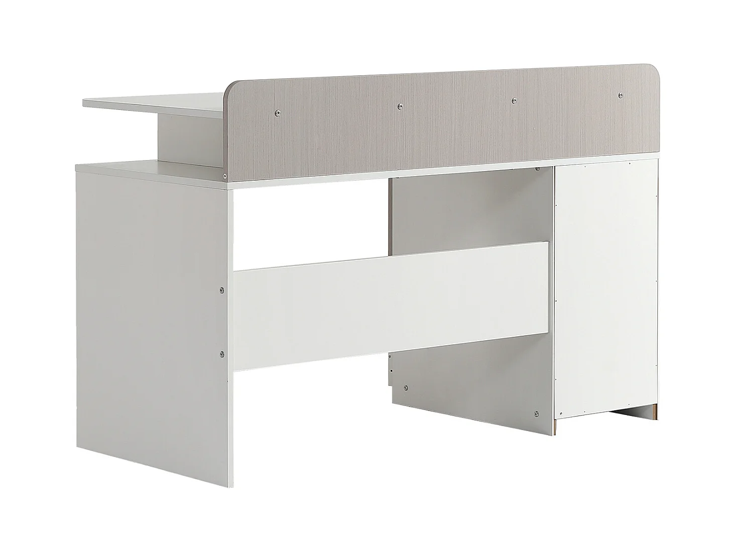 Bureau, studeertafel met 3 laden en 1 vak - MDF hout - wit + lichte iepkleur + grijs (Zonder stoel)